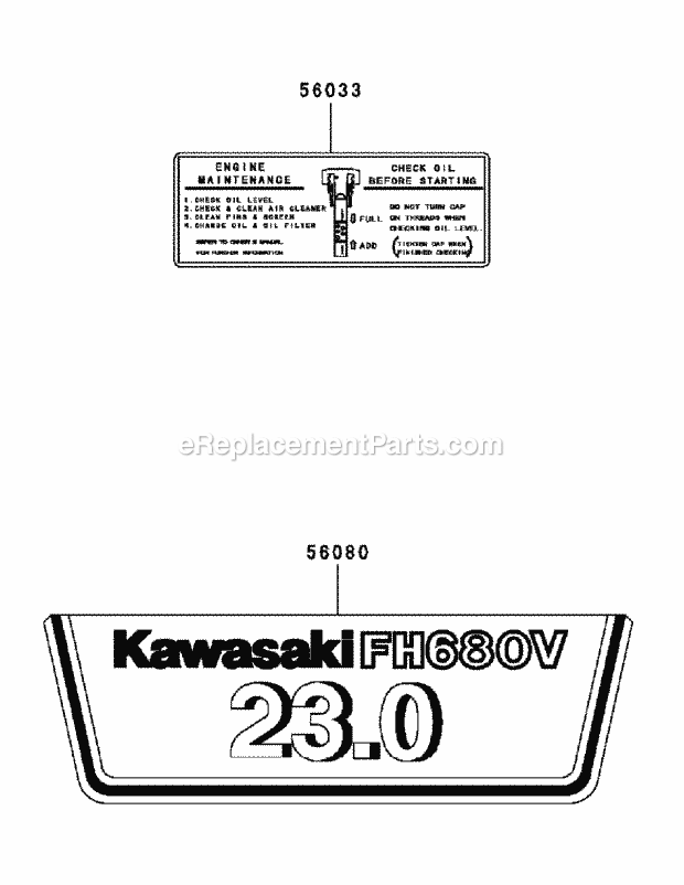 Fh680v-As29 Label Diagram and Parts List for M54-KW 53AI8CTW750-23HP-OHV Cub Cadet Lawn Tractor